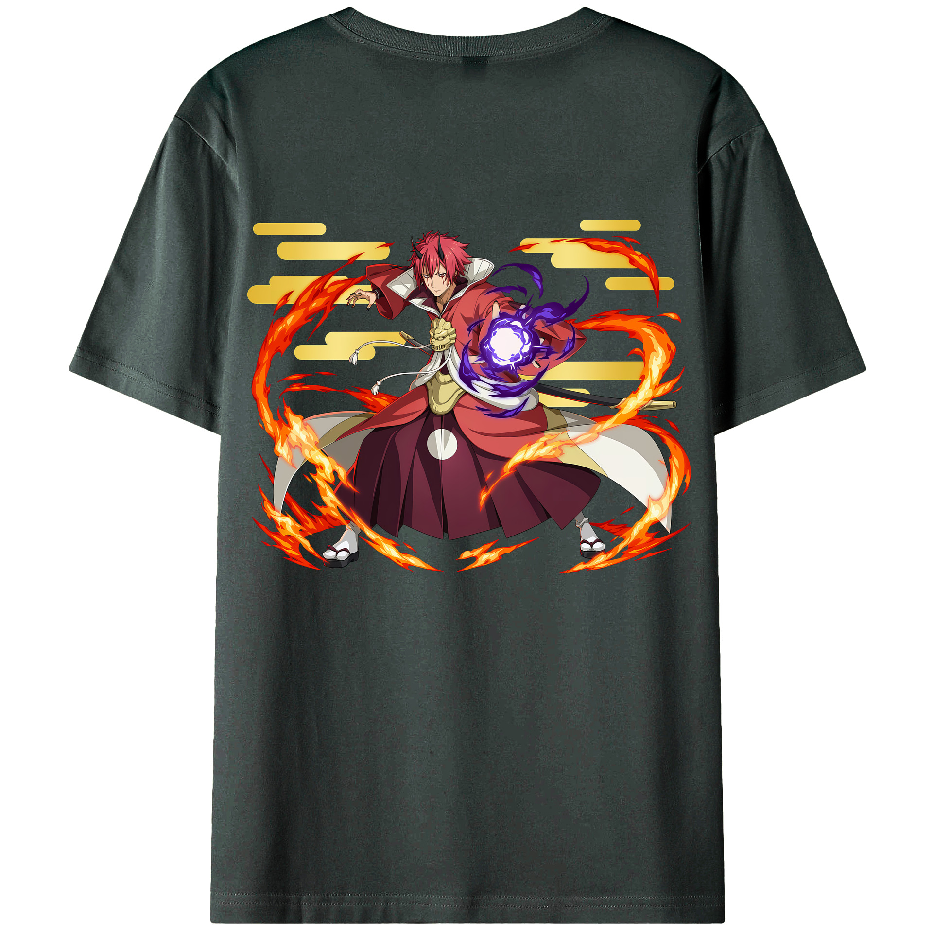 （画像用） 転スラ Regarding Reincarnated to Slime 綿100％ メンズ半袖Tシャツ（バックプリント） 通気性